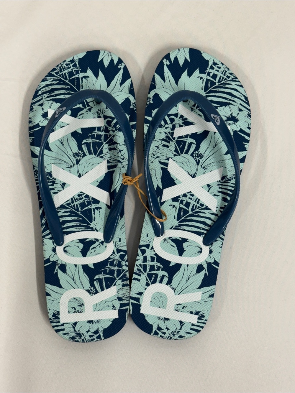 Roxy Starfish V Tropical Floral Flip Flops Blue Women’s 7 NWOT